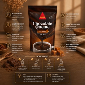DELTA CAFÉS® Chocolate en Polvo Caliente Caramelo 300g