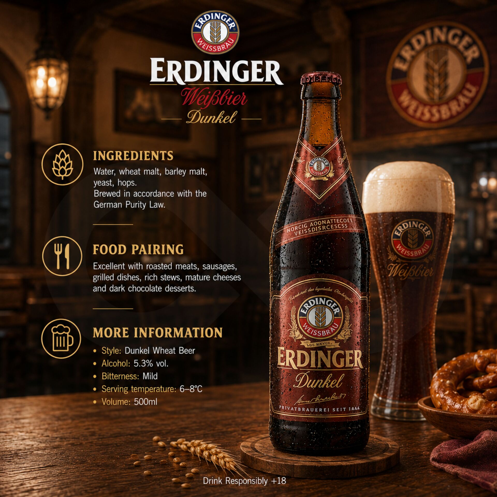 ERDINGER® Dunkel Cerveja 500 ml