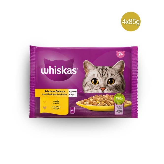 WHISKAS® Bustine 7+ Anni con Pollame 4 x85g