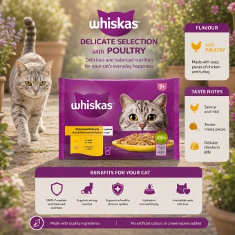 WHISKAS® Bustine 7+ Anni con Pollame 4 x85g