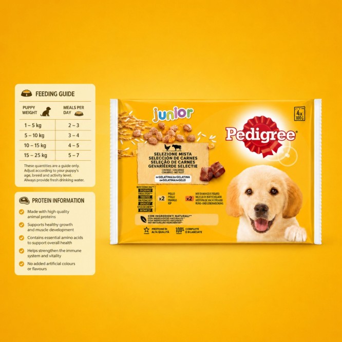 PEDIGREE� Junior Pollo e Manzo con Riso 4x100g