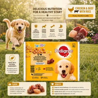 PEDIGREE� Junior Pollo e Manzo con Riso 4x100g