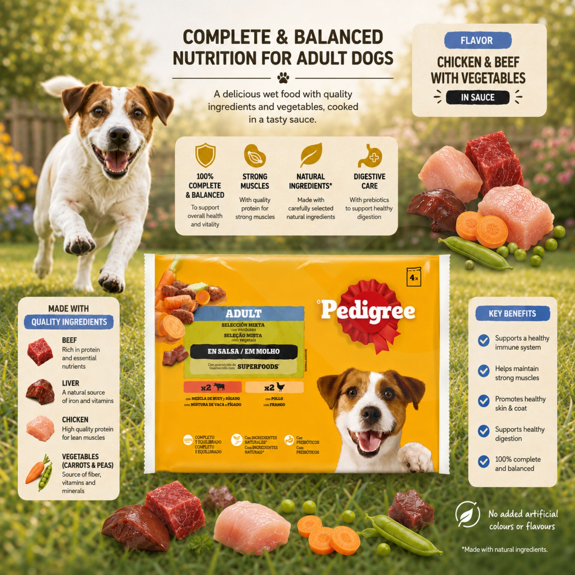 PEDIGREE® Chicken and Beef with Vegetables 4x100g
