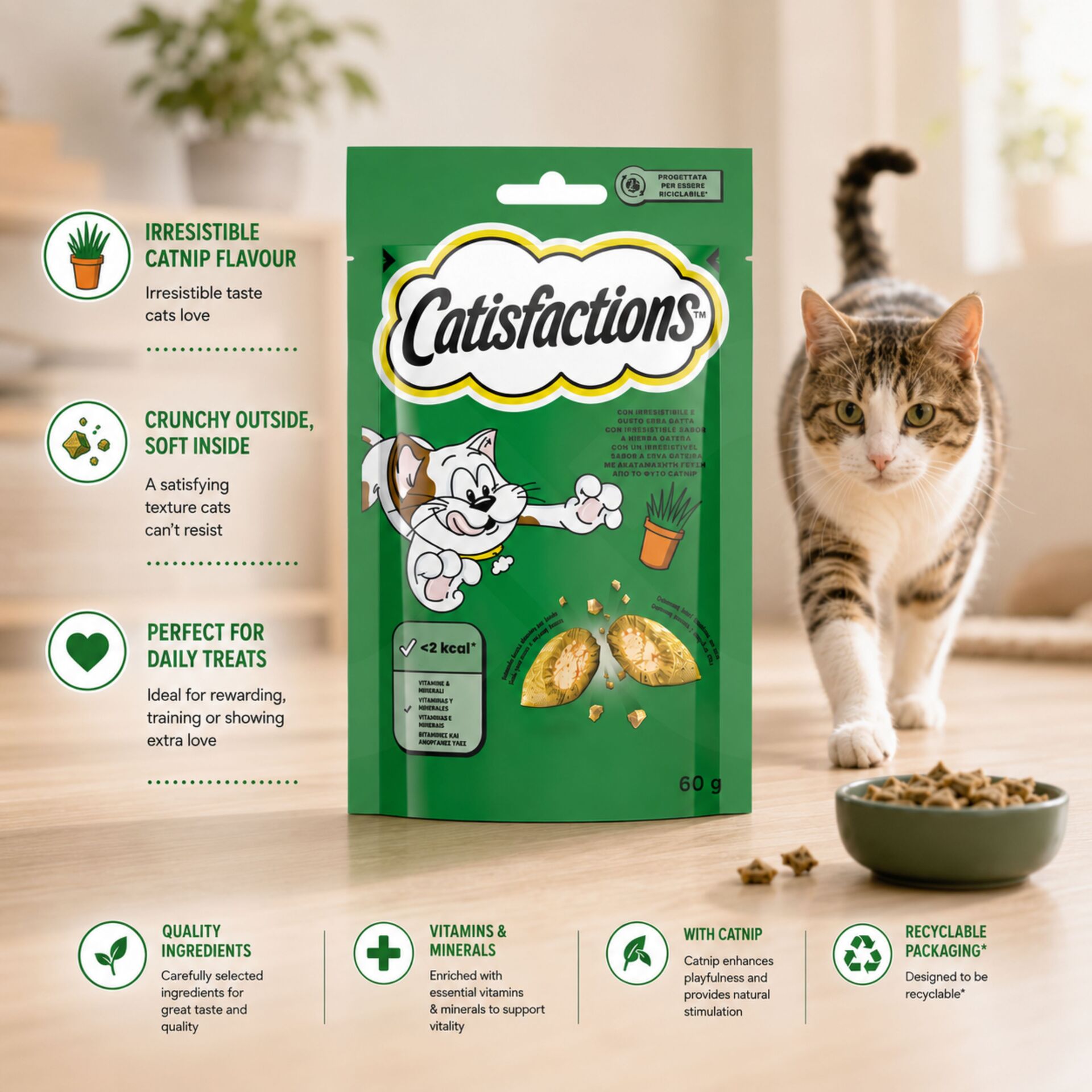 CATISFACTIONS® Snack all'Erba Gatta 60 g