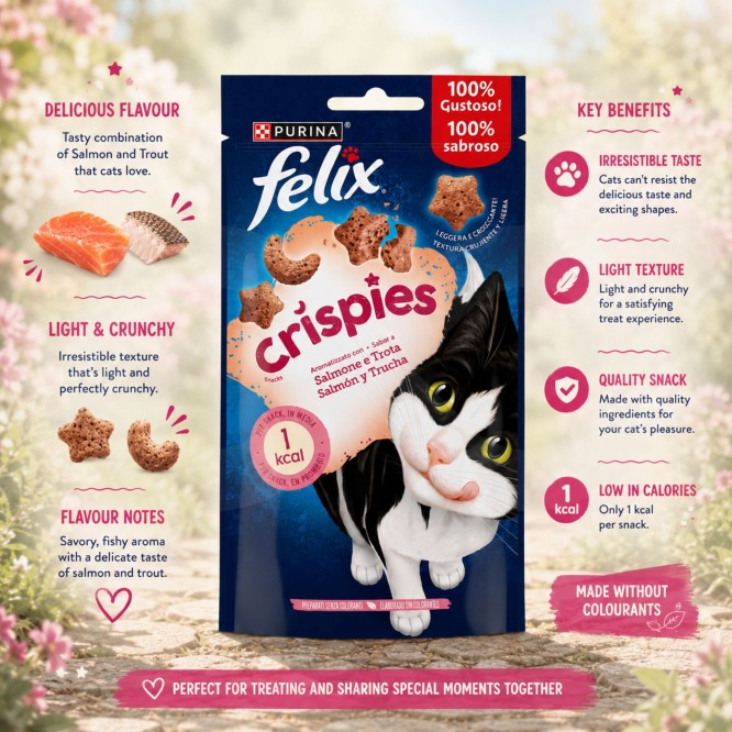 PURINA® FELIX Crispies Salmón 45 g