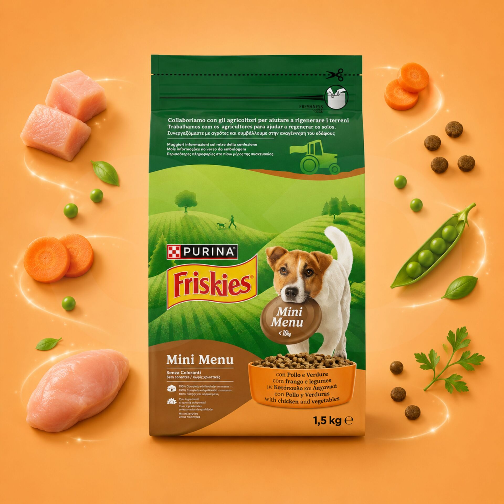 PURINA® FRISKIES Mini Menu Pollo y Verduras 1,5 kg