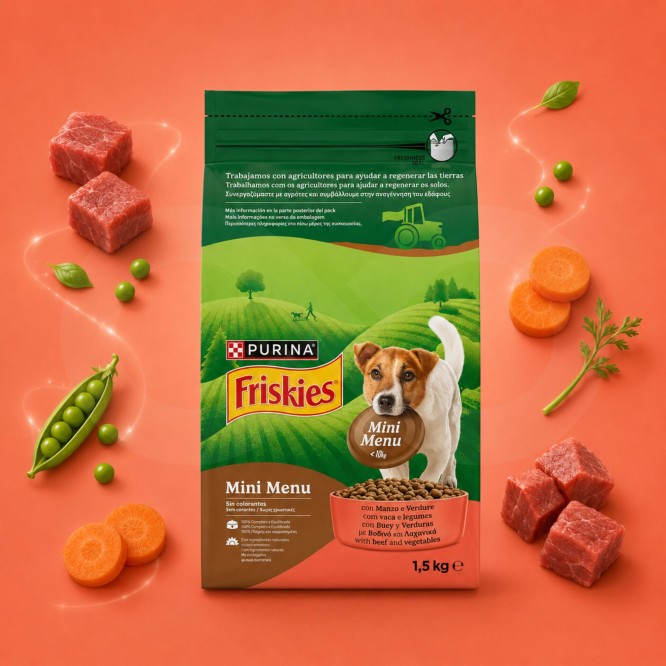 PURINA® FRISKIES Mini Menu Bœuf et Légumes 1,5 kg
