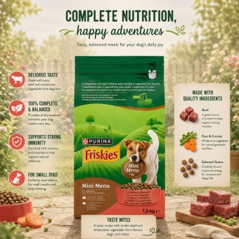 PURINA® FRISKIES Mini Menu Bœuf et Légumes 1,5 kg