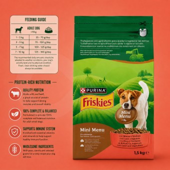 PURINA® FRISKIES Mini Menu Bœuf et Légumes 1,5 kg