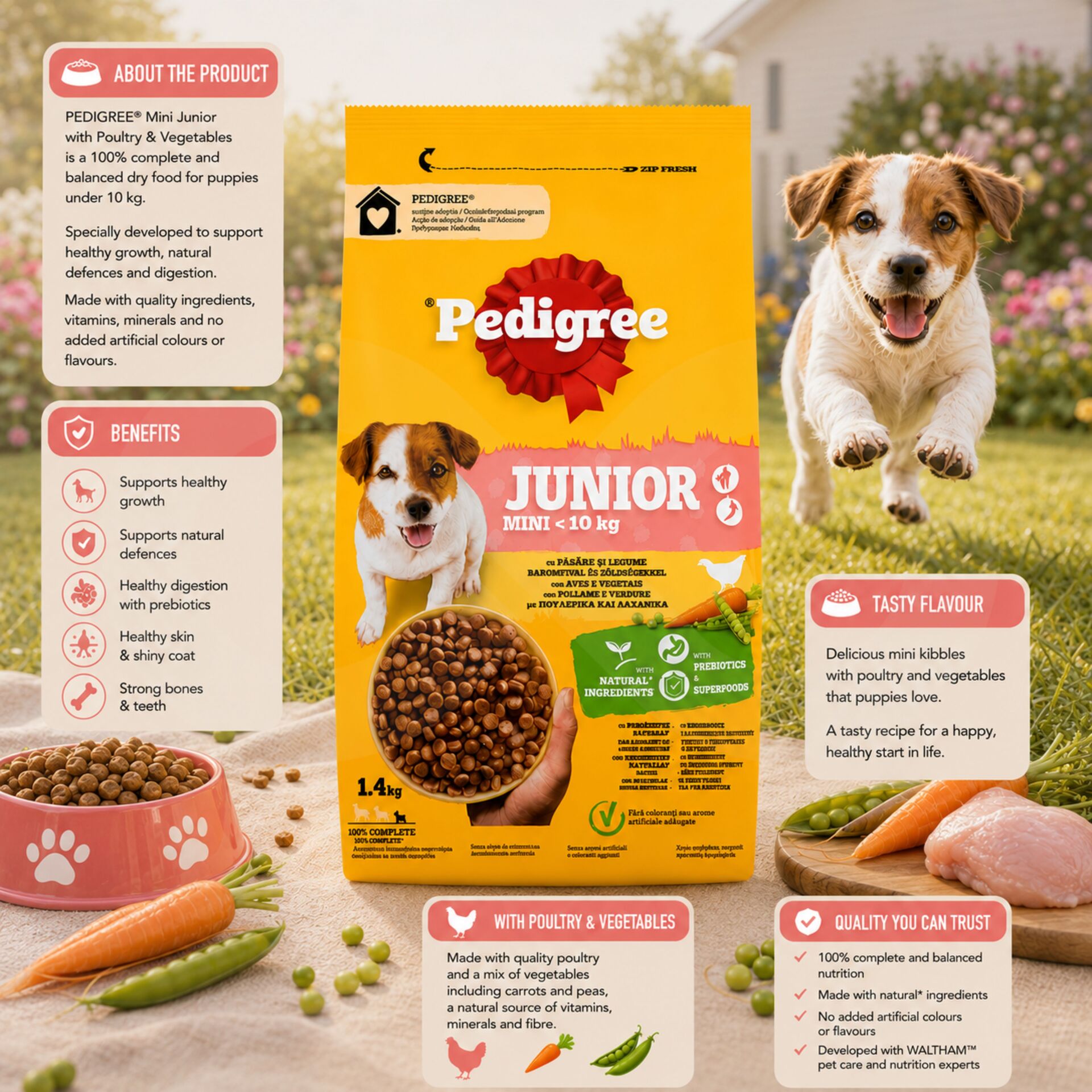PEDIGREE® Mini Junior Gevogelte en Groenten 1,4 kg