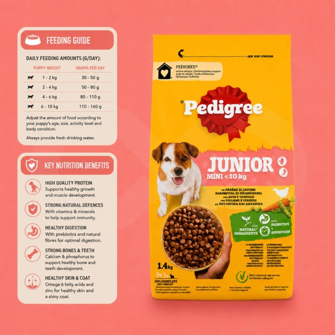 PEDIGREE� Mini Junior Gevogelte en Groenten 1,4 kg