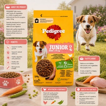 PEDIGREE� Mini Junior Gevogelte en Groenten 1,4 kg
