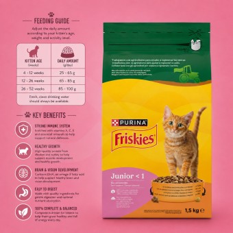 PURINA® FRISKIES Junior-Katze Huhn und Pute 1,5 kg