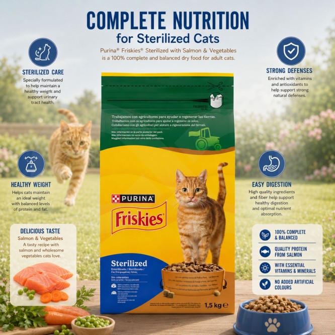 PURINA� Friskies Kot Sterylizowany Losos i Warzywa 1,5 kg