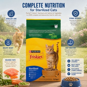 PURINA� Friskies Kot Sterylizowany Losos i Warzywa 1,5 kg