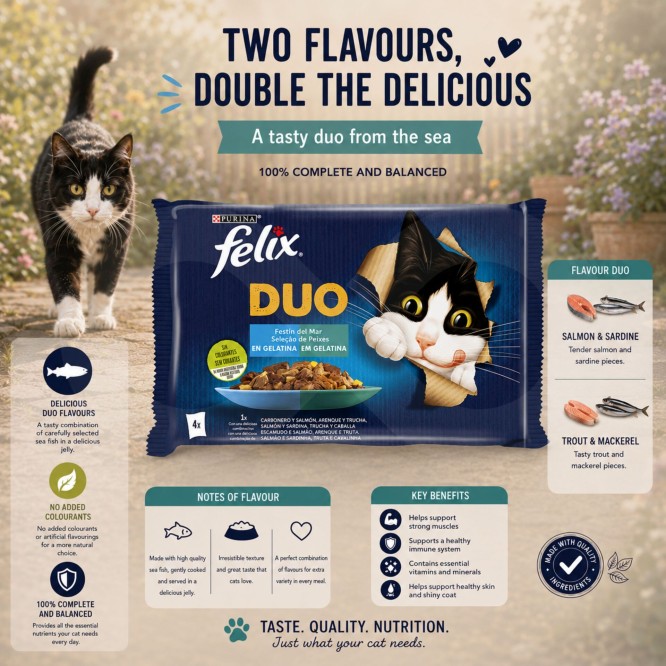 PURINA® FELIX Fantastic Duo Seleção de Peixes 4 x 85g