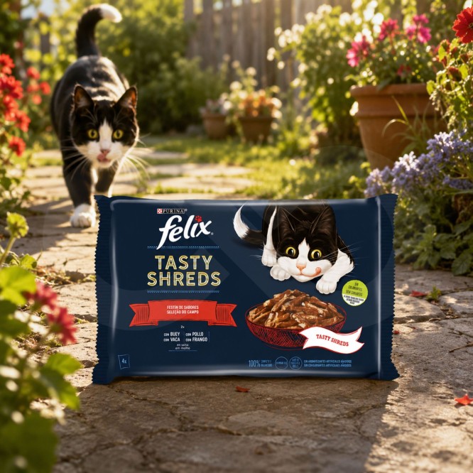 PURINA® FELIX Tasty Shreds Sélection de la Campagne 4 x 80g