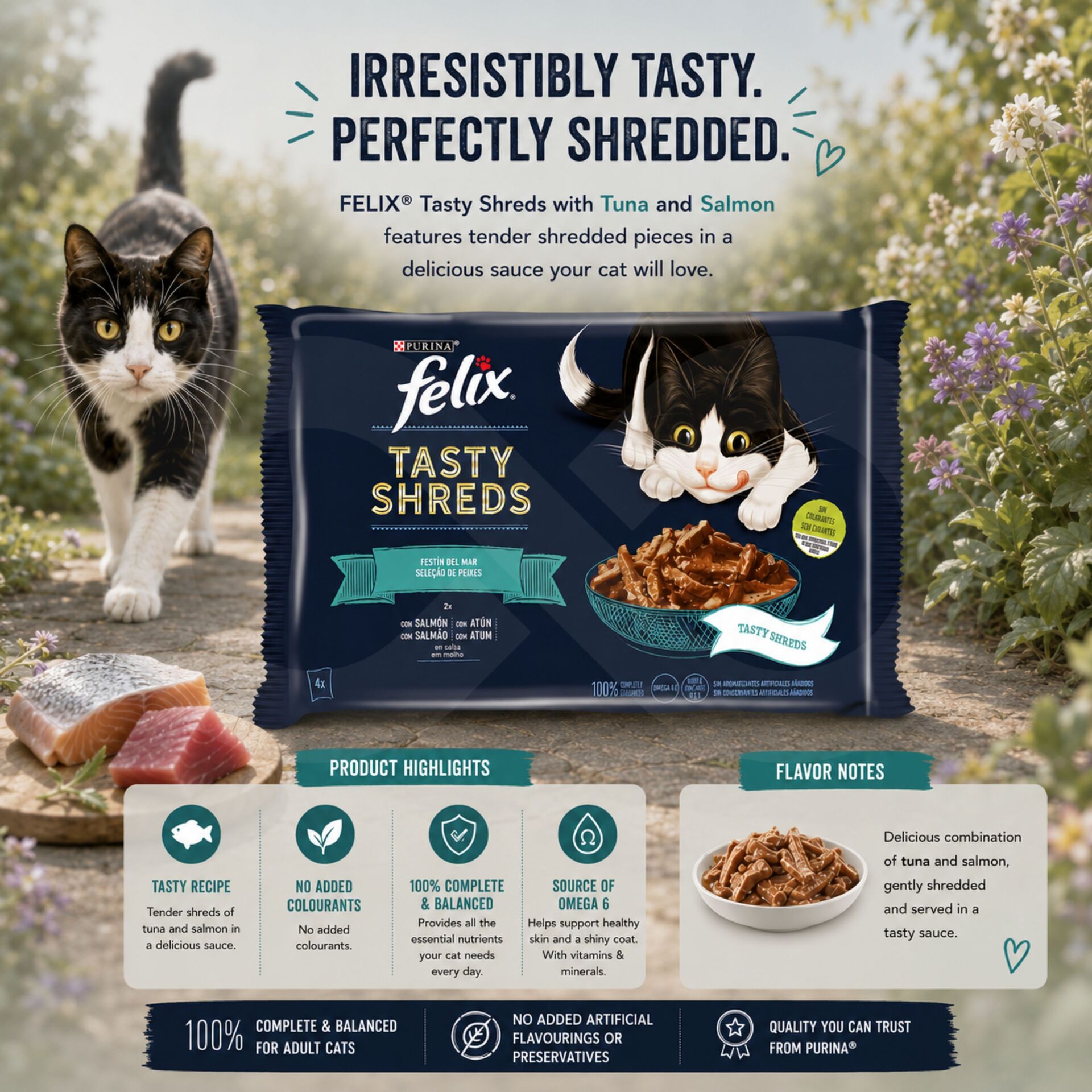 PURINA® FELIX Tasty Shreds Fish Selection 4 x 80g