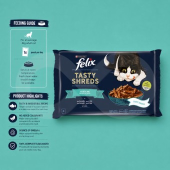PURINA® FELIX Tasty Shreds Fish Selection 4 x 80g