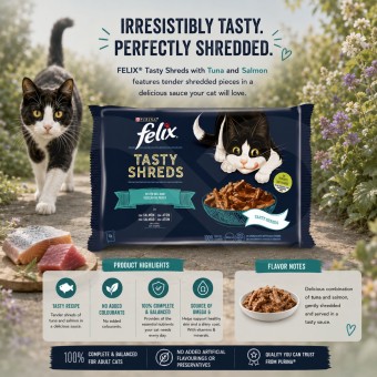 PURINA® FELIX Tasty Shreds Fish Selection 4 x 80g