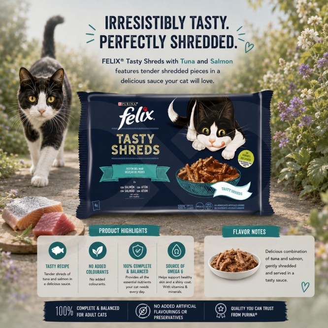 PURINA® FELIX Tasty Shreds Fish Selection 4 x 80g