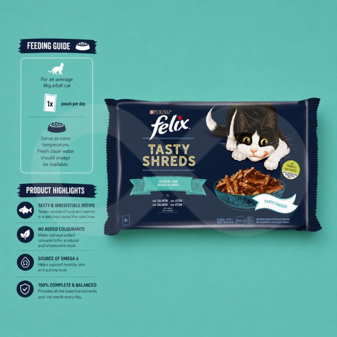 PURINA® FELIX Tasty Shreds Fish Selection 4 x 80g