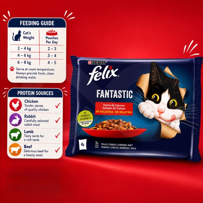 PURINAź FELIX Fantastic Miesna Uczta 4 x 85g