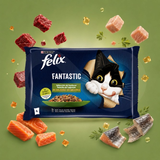 PURINA® FELIX Fantastic Seleção de Legumes 4 x 85g