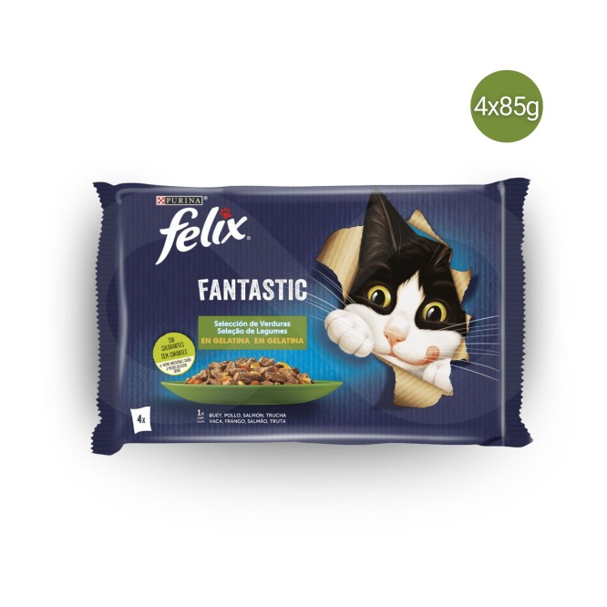 PURINA® FELIX Fantastic Seleção de Legumes 4 x 85g