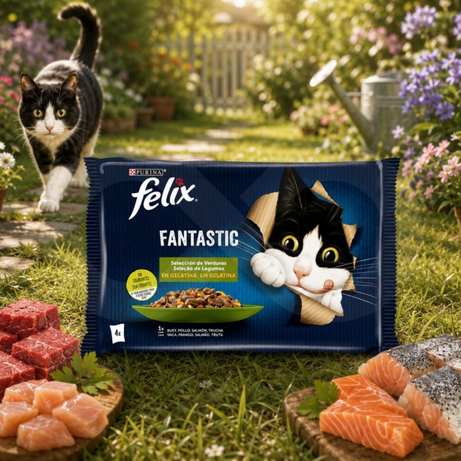 PURINA® FELIX Fantastic Seleção de Legumes 4 x 85g