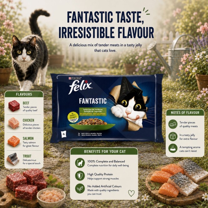 PURINA® FELIX Fantastic Seleção de Legumes 4 x 85g