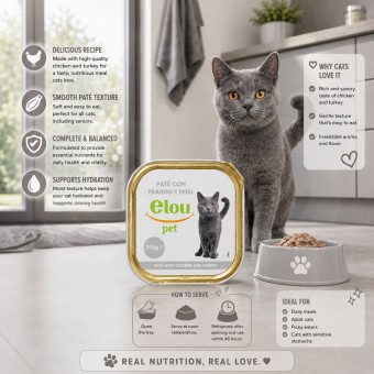 ELOU PET® Pastete für Ausgewachsene Katzen mit Huhn und Pute