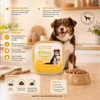 ELOU PET® Pâté pour Chiens Adultes à la Volaille et à l'Agng