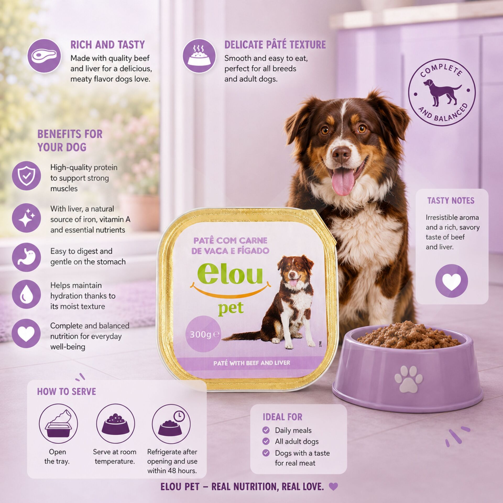 ELOU PET® Paté para Perros Adultos de Aves y Caza 300 g