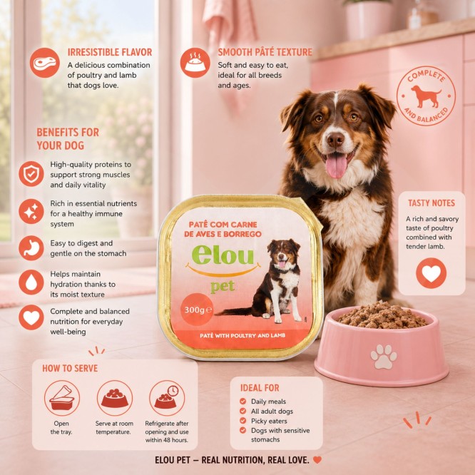 ELOU PET® Paté per Cani Adulti al Manzo e Fegato 300g