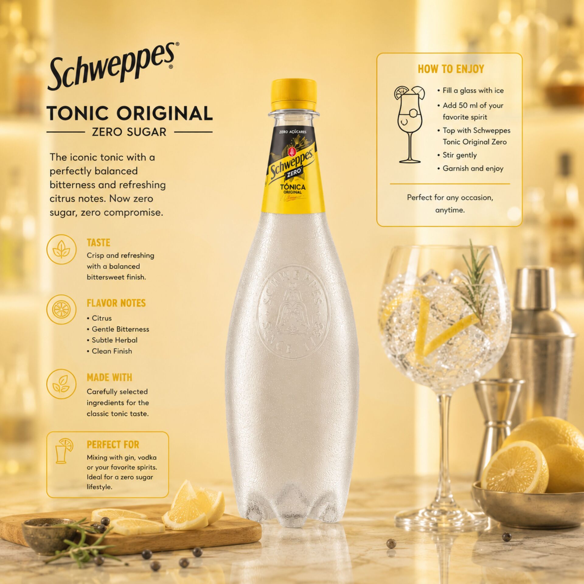 SCHWEPPES® Tonic Water Zero 1L