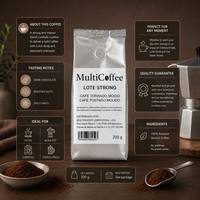 MULTICOFFEES® Gemalen Koffie Strong 200g