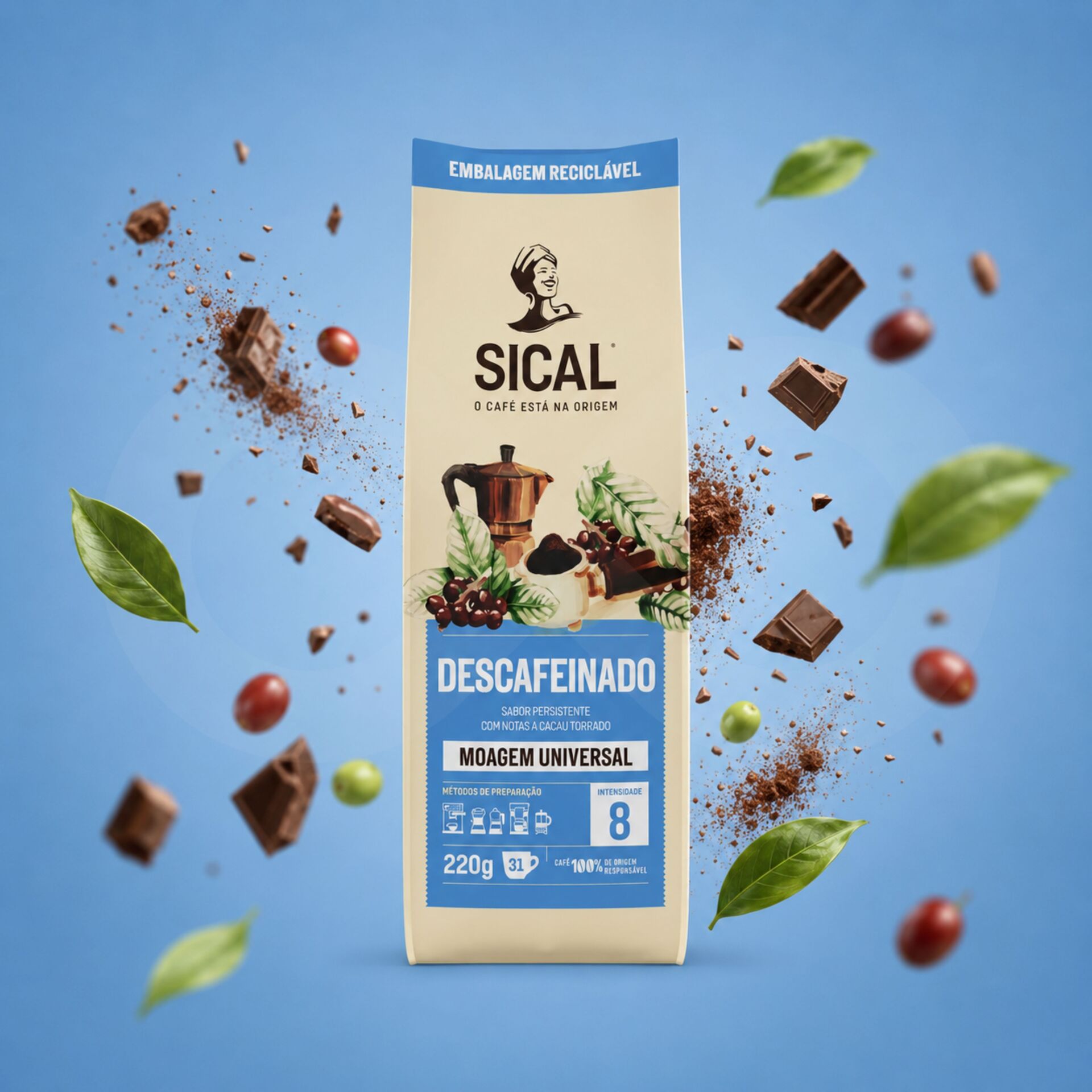 SICAL® Gemalen Koffie Cafeïnevrije 220g