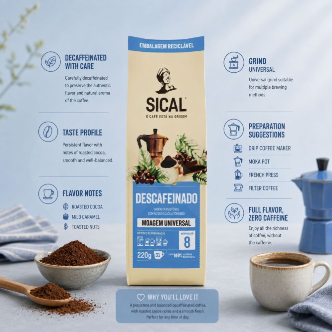 SICAL� Gemalen Koffie Cafe�nevrije 220g