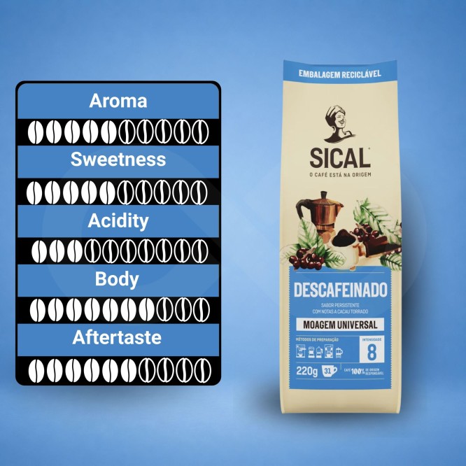 SICAL� Gemalen Koffie Cafe�nevrije 220g