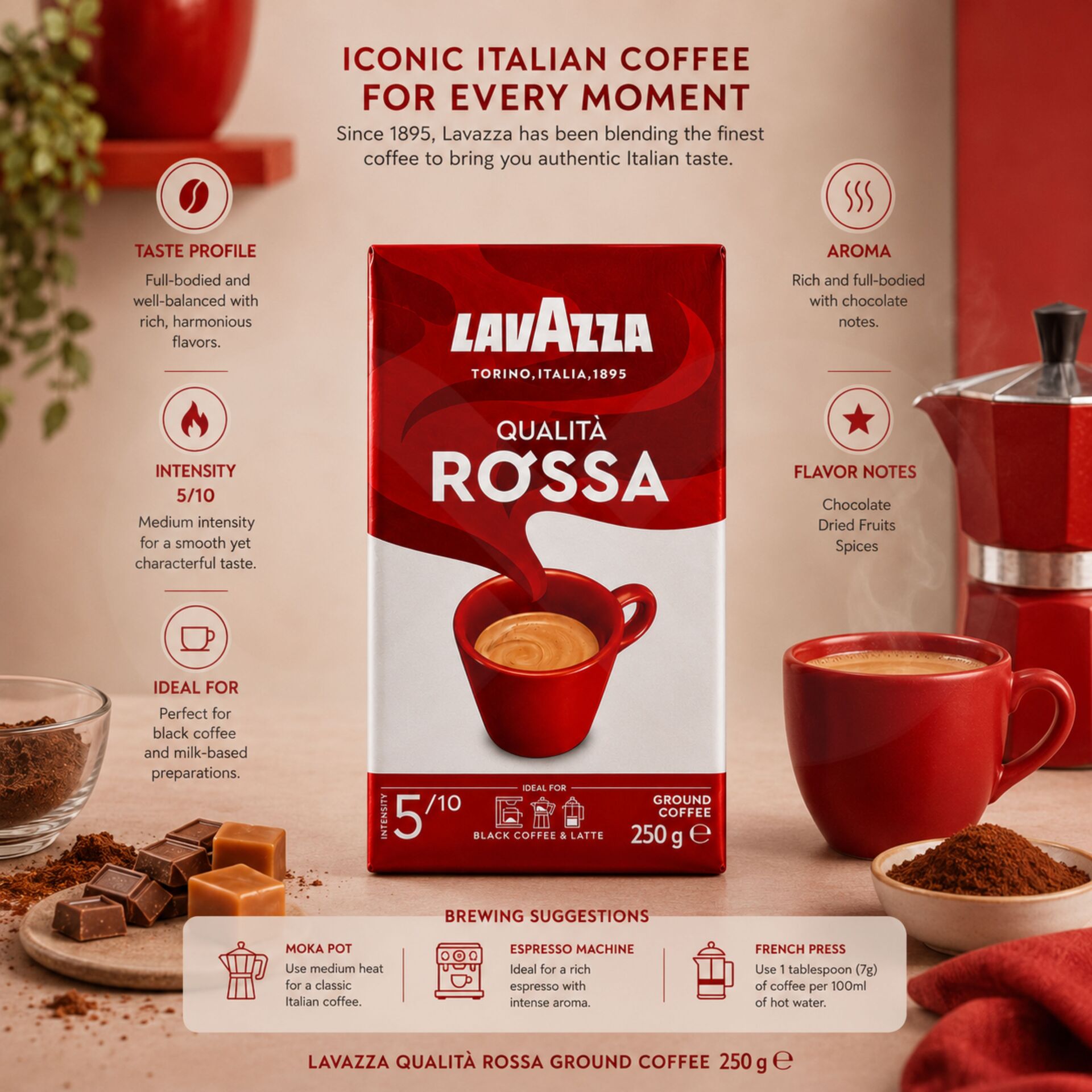 LAVAZZA® Caffè Macinato Rossa 250g