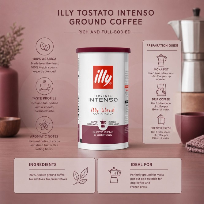 ILLY� Ground Coffee Intenso Moka 185g