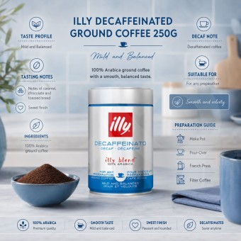 ILLY® Café Moulu Décaféiné 250g
