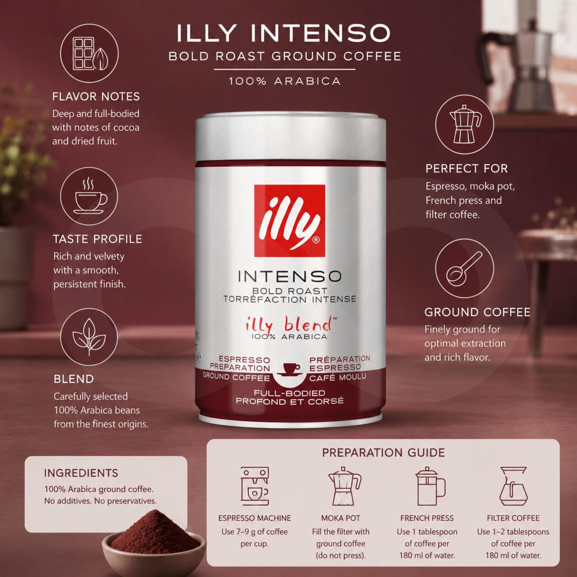 ILLY® Ground Coffee Intenso 250g