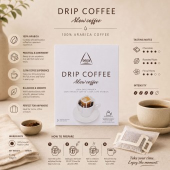 DELTA CAF�S� Kaffeepulver Drip Coffee 100% Arabica 5X9g