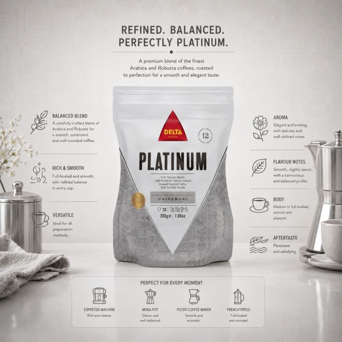 DELTA CAFÉS® Café Moído Platinum Moido 200g