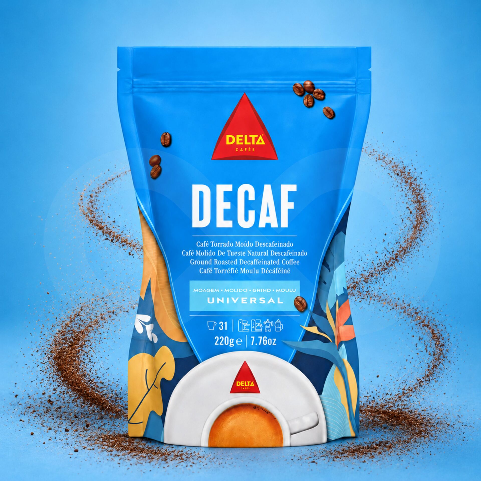 DELTA CAFÉS® Gemalen Koffie Decaf 220g