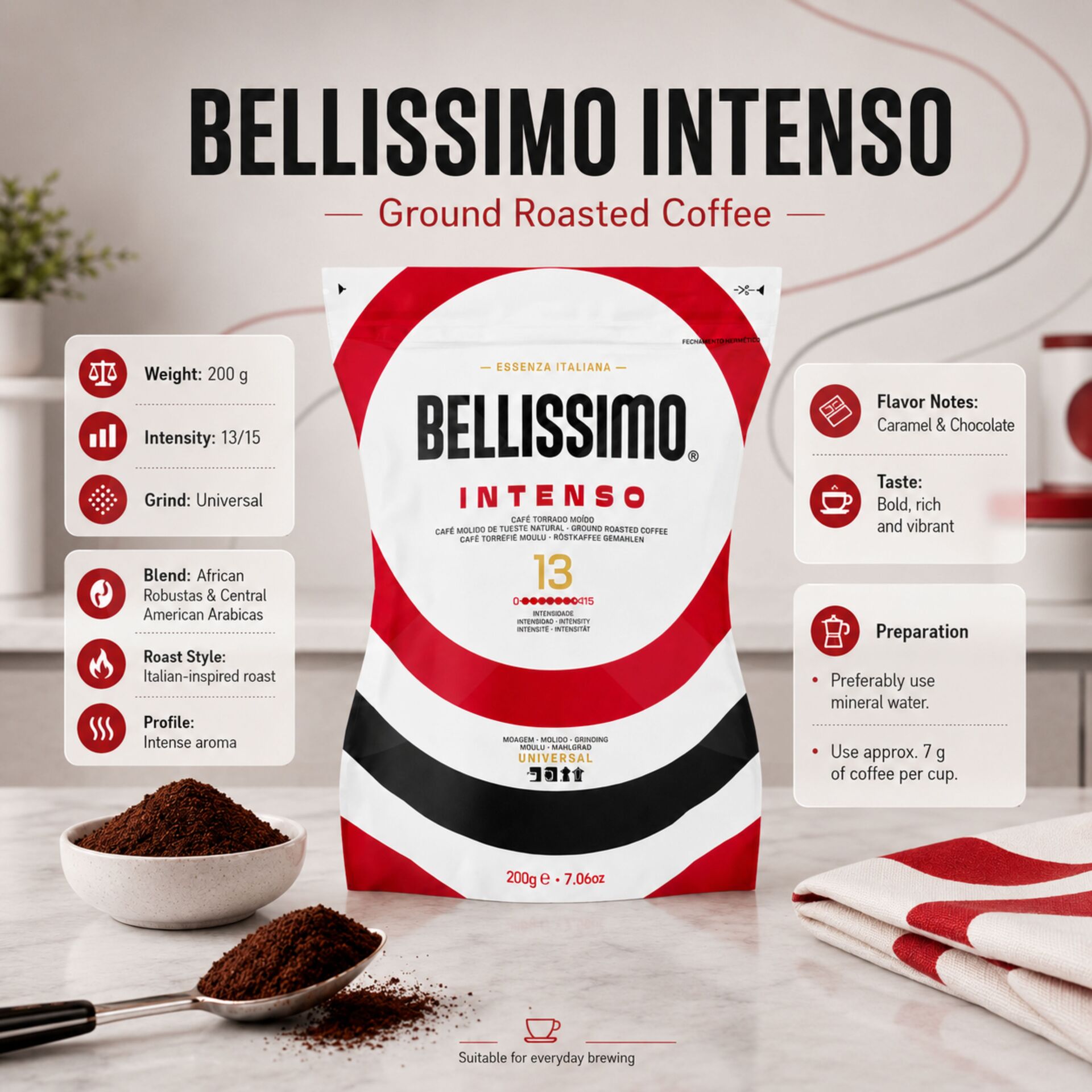 BELLÍSSIMO® Café Moulu Aroma Intenso 200g