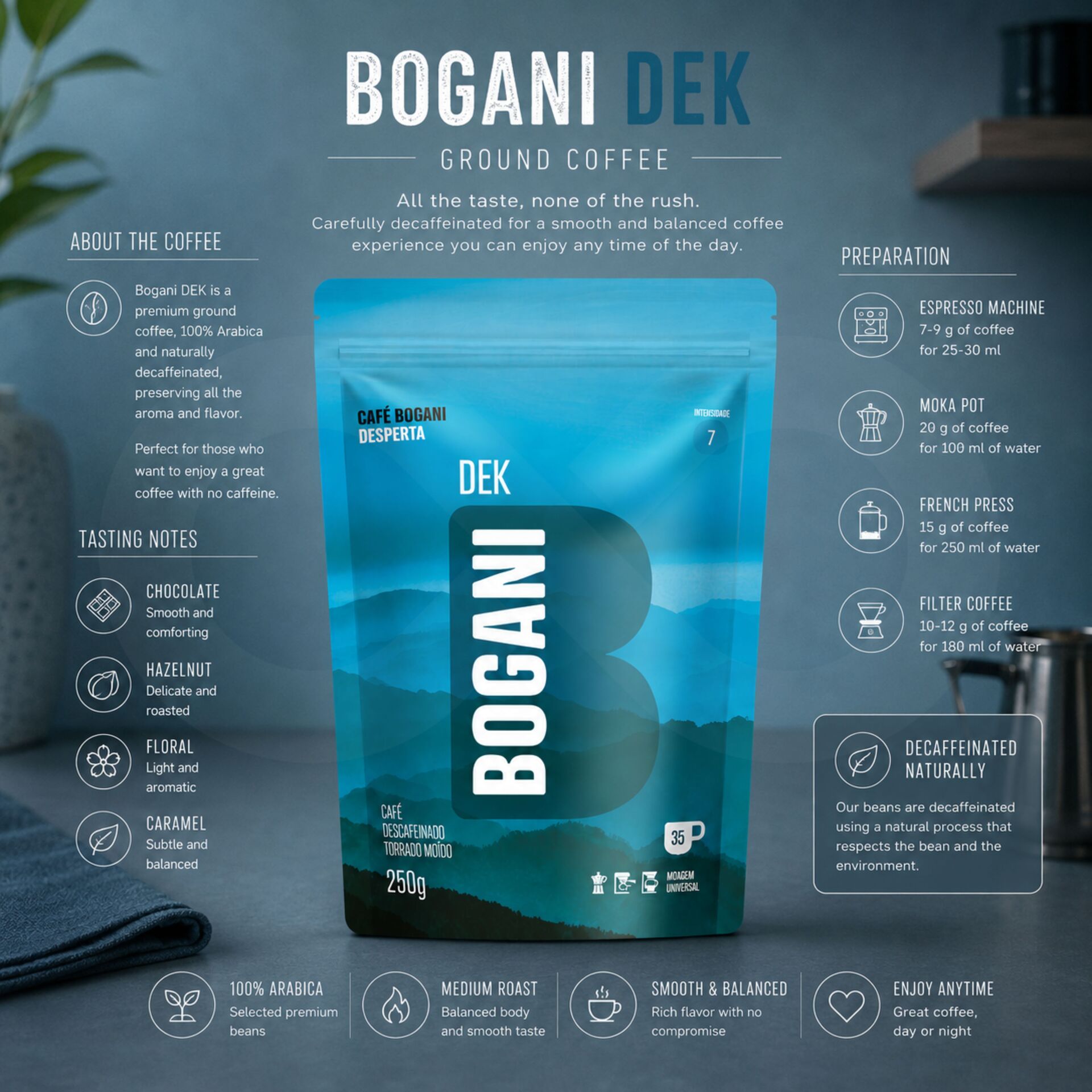 BOGANI® Café Molido Decaf 250g