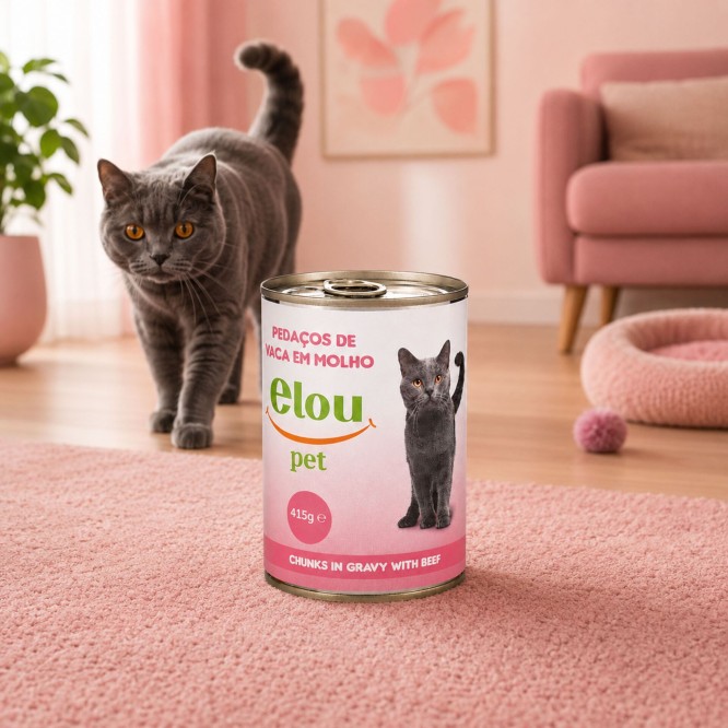ELOU PETŪ Cat Beef Chunks in Gravy 415 g